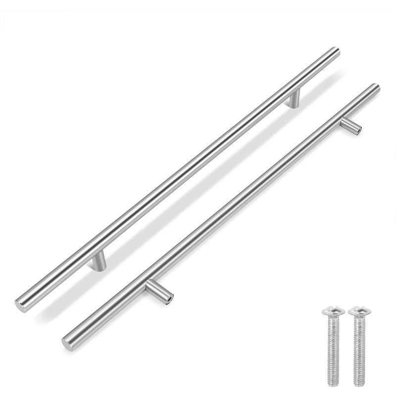 Flexzion 5 Pack Kitchen Cabinet Handles Silver Drawer Pulls 24 inch, 15 inch Hole Center, Stainless Steel T Bar with Satin Brushed Nickel, Hardware for Kitchen Cupboard Door Bathroom Furniture