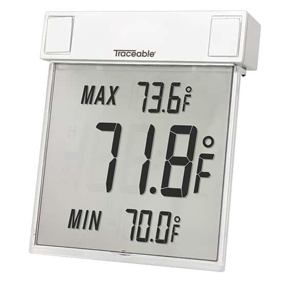 Traceable Big-Digit See-Thru Digital Thermometer with Calibration; Fahrenheit