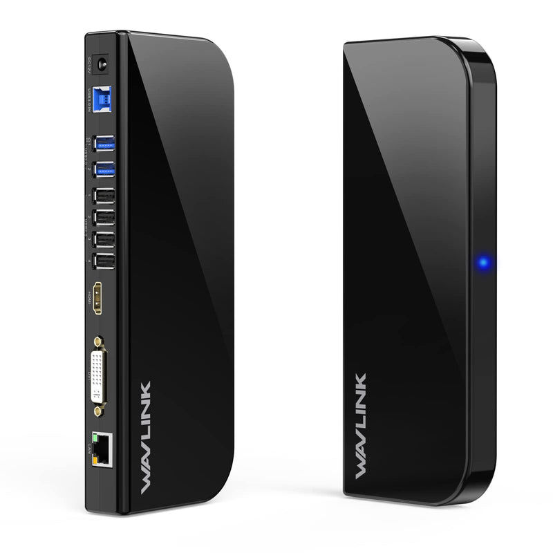 WAVLINK USB Laptop Docking Station Dual Monitors, DisplayLink Computer Dock for M1 M2 Mac and Windows, ChromeOS, Ubuntu 20.04/22.04 (HDMI & HDMI/DVI/VGA, 6xUSB Ports, LAN, Audio) Black