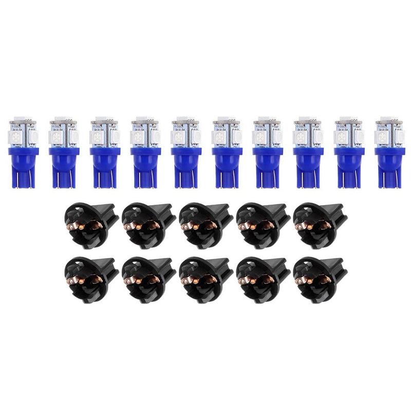 cciyu 10 Pack Blue T10 5-5050-SMD PC194 LED Bulb Instrument Panel Cluster Dash Light Twist Lock Socket Fit 2000-2002 For Honda Accord