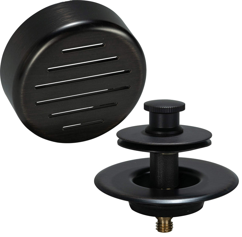 AB&A 60115 Tub Drain Trim Kit with Push eN Lift Stopper, Classic High-Capacity Overflow Plate, and Press-in Strainer Cover, Venetian Bronze Push and Lift Stopper