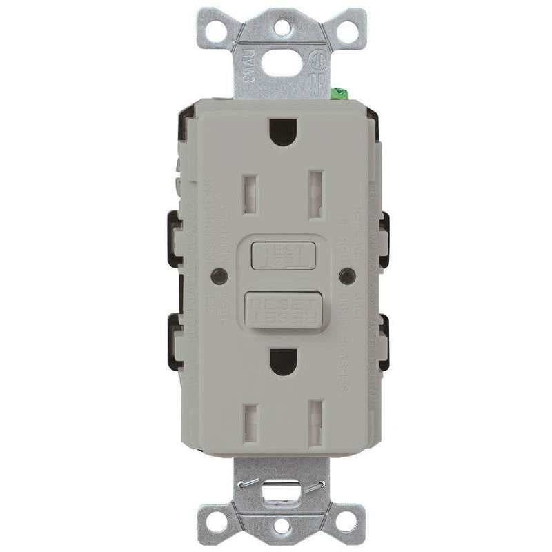 Lutron 15 Amp Tamper-Resistant GFCI Duplex Receptacle in Gray