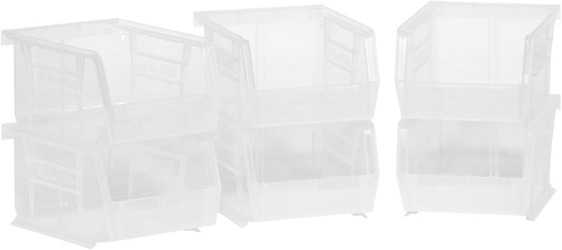 Akro-Mils 30210 AkroBins Plastic Storage Bins, Space-Saving Stackable Bins for Garage, Pantry, Craft Organization, 5" x 4" x 3", Clear, 6-Pack 6 Pack