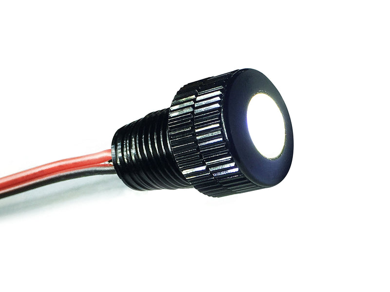 Oznium BRIGHTEST Light Bolt - Flush Mount 12V LED Light for Bumper, Grille, Cars Interior, Dash, Ambient Lighting, Motorcycle w/SLEEK Aluminum Housing & Screw Nut (11 mm Black, Cool White LED) 11mm (about 7/16") 12,000K Cool White LED