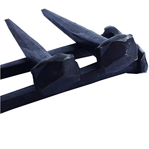 1.5" Vintage Rose Head Hardware Nails, Black Steel for Woodworking & Construction - Art Deco Style, 10 Pack with Burlap Pouch