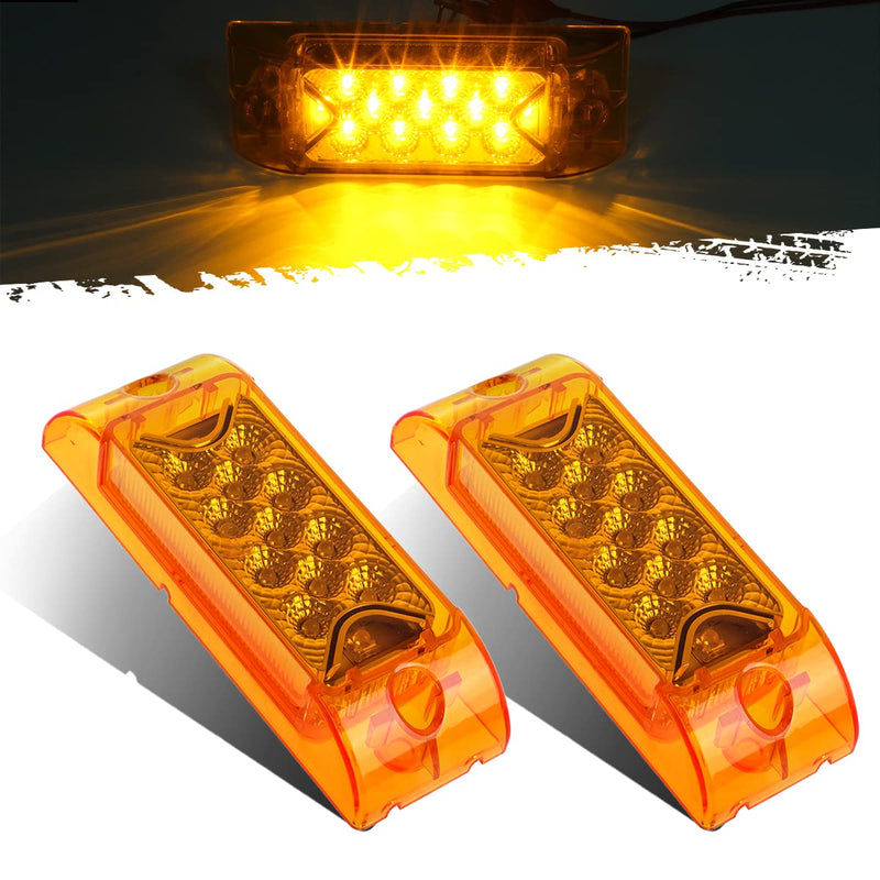 Partsam 2Pcs 6" Amber 13 LED Reflective Rectangle Side Marker Clearance Light [DOT Approved], 6x2 Turn Siganals LED Marker lights for Trailer Truck RV Camper Motorhome, 12V 2*Amber