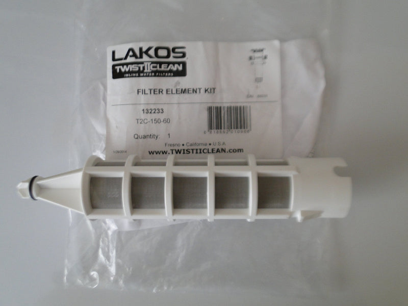 Lakos Filter Element Replacement Kit 1.5" Twist 2 Clean Twist Ii Clean Twistiiclean (60 MESH WHITE T2C-150-60 (132233)) 60 MESH WHITE T2C-150-60 (132233)