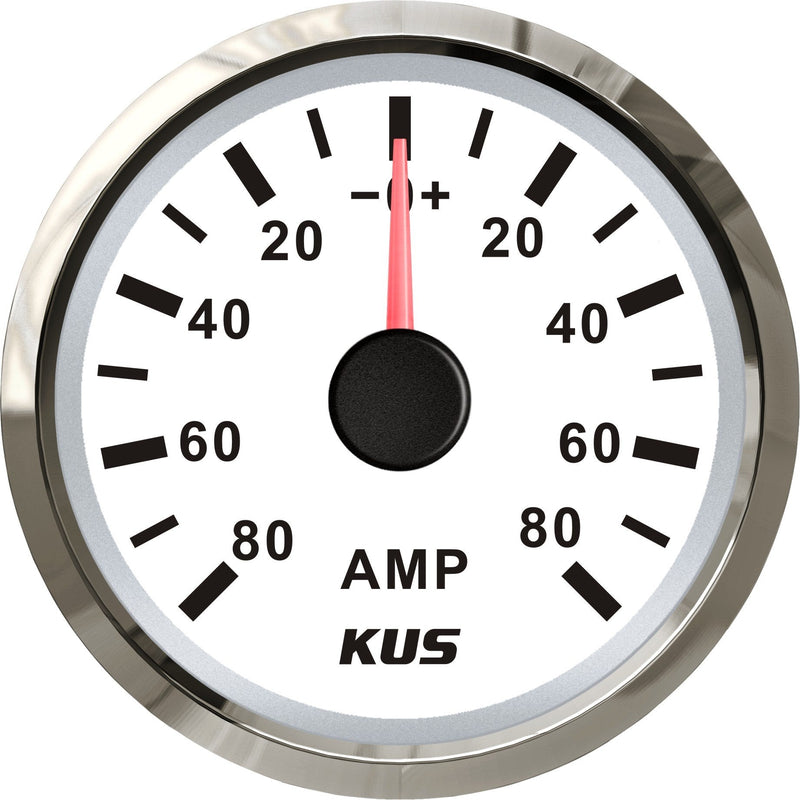 KUS CMAR-WS, ±80A, Ammeter Gauge with ±100A Current Shunt Unit, 12V / 24V, 2" (52mm) with Backlight