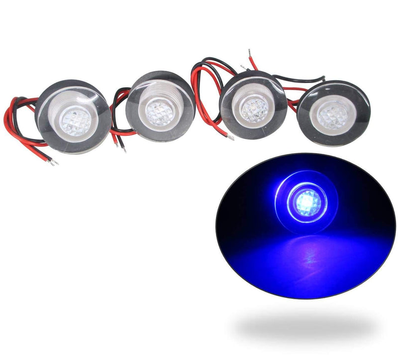 Pactrade Marine 4 Pieces Boat LED Livewell Round Button Blue Courtesy Light OEM Waterproof