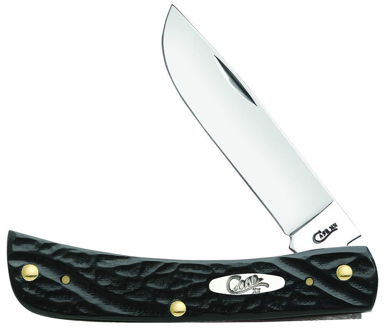 Case WR XX Pocket Knife Rough Black Synthetic Sod Buster Jr Item #18229 - (6137 SS) - Length Closed: 3 5/8 Inches 2.8"