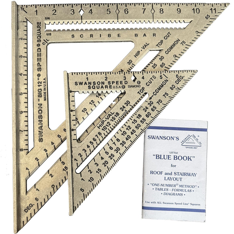 SWANSON Tool Co., Inc SW1201K Value Pack 7 inch Speed Square and Big 12 Speed Square (without layout bar) ships with Blue Book 7" & 12" (inches) Combo