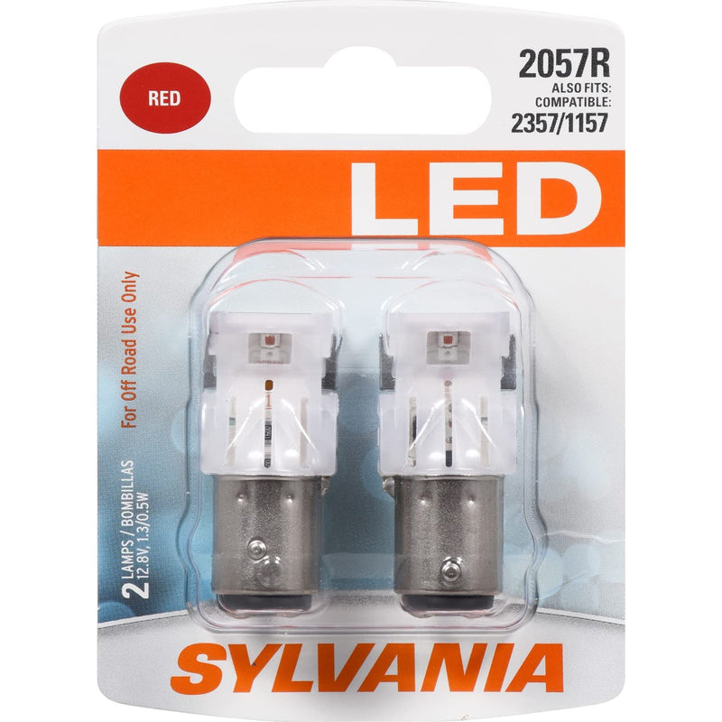 SYLVANIA - 2057 LED Red Mini Bulb - Bright LED Bulb, Ideal for Stop and Tail Lights (Contains 2 Bulbs)