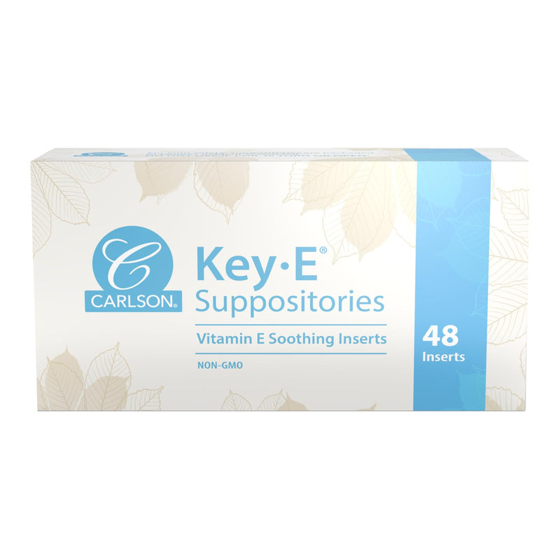 Carlson - Key-E Suppositories, 30 IU (20 mg) Vitamin E Suppository, Moisturizes & Nourishes, for Women and Men, 48 Count 48 Count (Pack of 1)