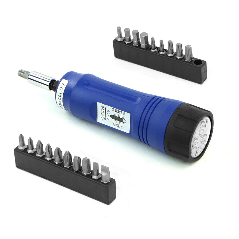 Stark USA 21pcs Adjustable Torque Screwdriver 1/4" inch Drive with Inch/Pounds Precision Measurement Shank 10-50 in/lb Bits Set & Storage Case Torque Screwdriver Kit