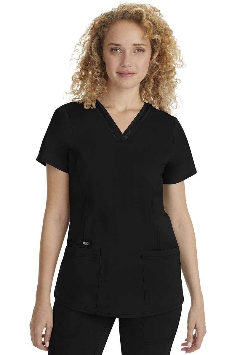 Healing Hands Scrub Top for Women with 3 Pockets and Easy Care, 2-Way Stretch Fabric 2278 Large Black