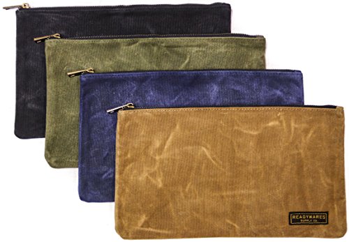 Readywares Zipper Pouch 4-Pack - Organize with Small Waxed Canvas Tool Bags