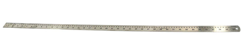 Groz 01334 40" Stainless Steel Ruler - Dual Imperial/Metric Scale, Polished Finish, Conversion Table, Durable Engraved Markings 40 Inch