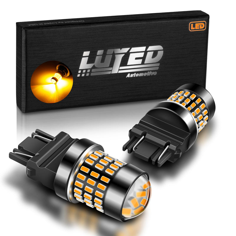LUYED 3157 LED Bulb Amber Yellow 1800 Lumens Super Bright 3056 3156 3057 4157 LED Bulbs with Projector for Turn Signal Tail Brake Blinker Parking Lights,Pack of 2