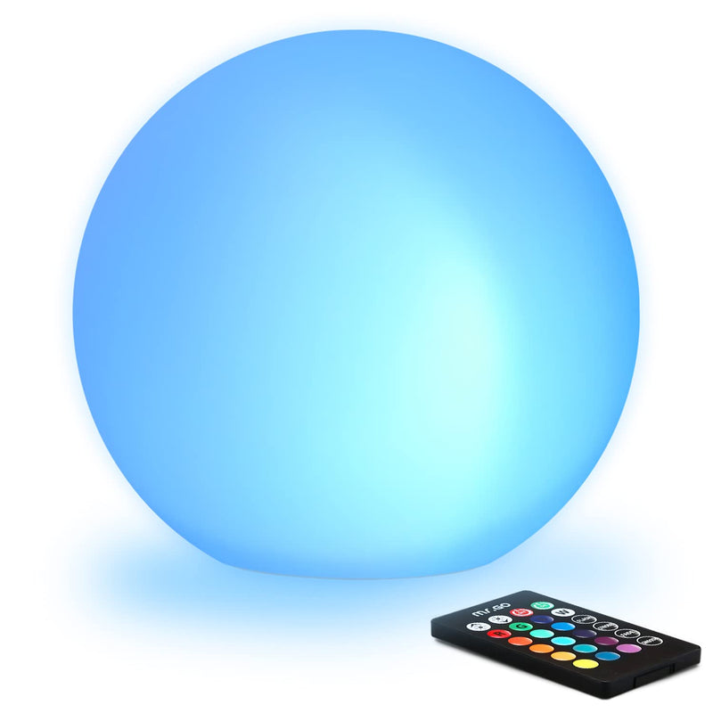 Mr.Go 8-inch Ultra-Fun LED Glowing Ball Light w/Remote, RGB Color Changing Globe Mood Lamp, 16 Colors 8 Brightness 4 Lighting Modes, Waterproof, Rechargeable & AC Adapter Power, Stunning Light Orb Ball 8"