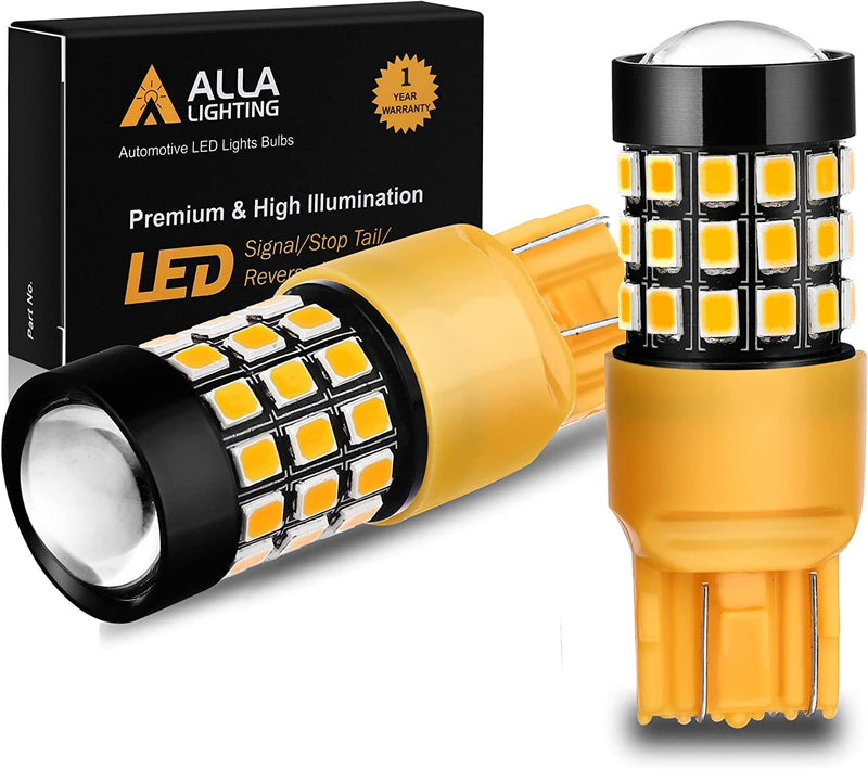Alla Lighting Newly Upgraded 7440 7443 LED Brake Stop, Tail, Turn Signal Lights Bulbs (Amber Yellow) Amber Yellow