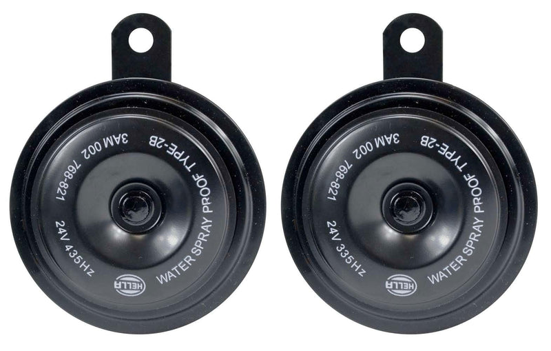HELLA 002768821 Black 92mm 24V Disc Horn Kit (Universal Fit) High & Low Tone / 24 V