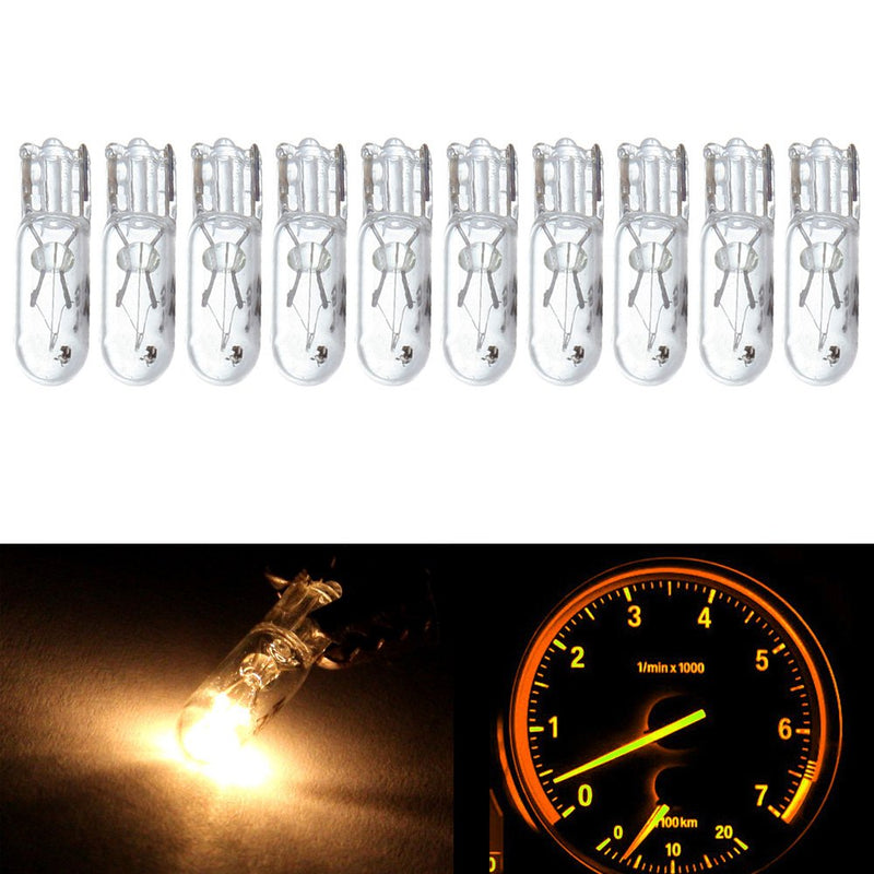 cciyu 10 pcs T5 17 86 206 White Halogen Light Bulb Instrument Cluster Gauge Dash Lamp 12V