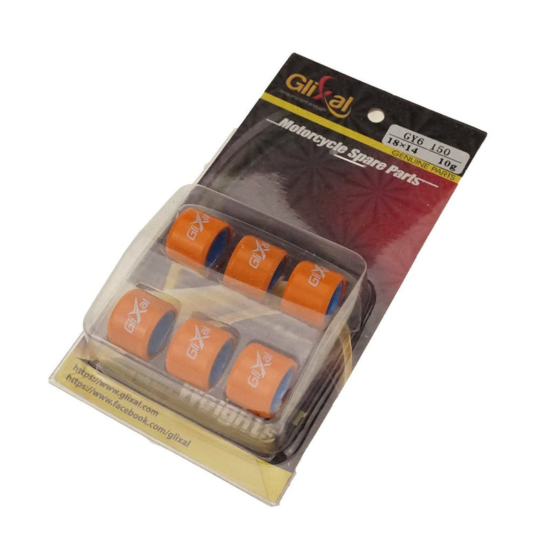 Glixal ATKS-04018 18x14mm High Performance Racing Variator Roller Weights Set 152QMI 157QMJ GY6 125cc 150cc Scooter Moped ATV Go-Kart (10 gram) 10g