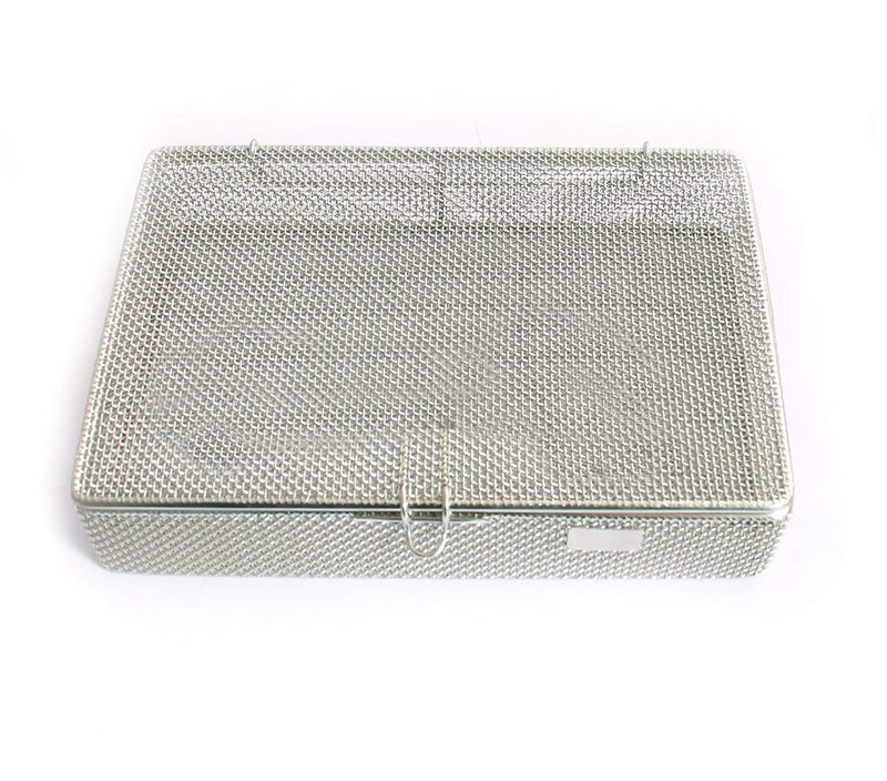 Instrument Tray and Mesh Perforated Baskets Sterilization Tray 9" X 6.25" X 1.5" with Lid Stainless Steel, OD2011-DN-313