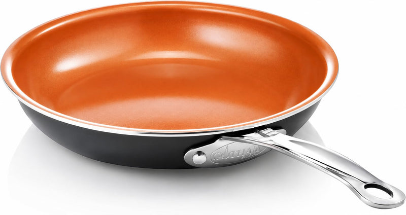 Gotham Steel 12.5 Large Frying Pans Nonstick, Family Sized Non Stick Frying Pan with Ceramic Copper Coating, Stay Cool Handle, Non Toxic, Dishwasher and Oven Safe