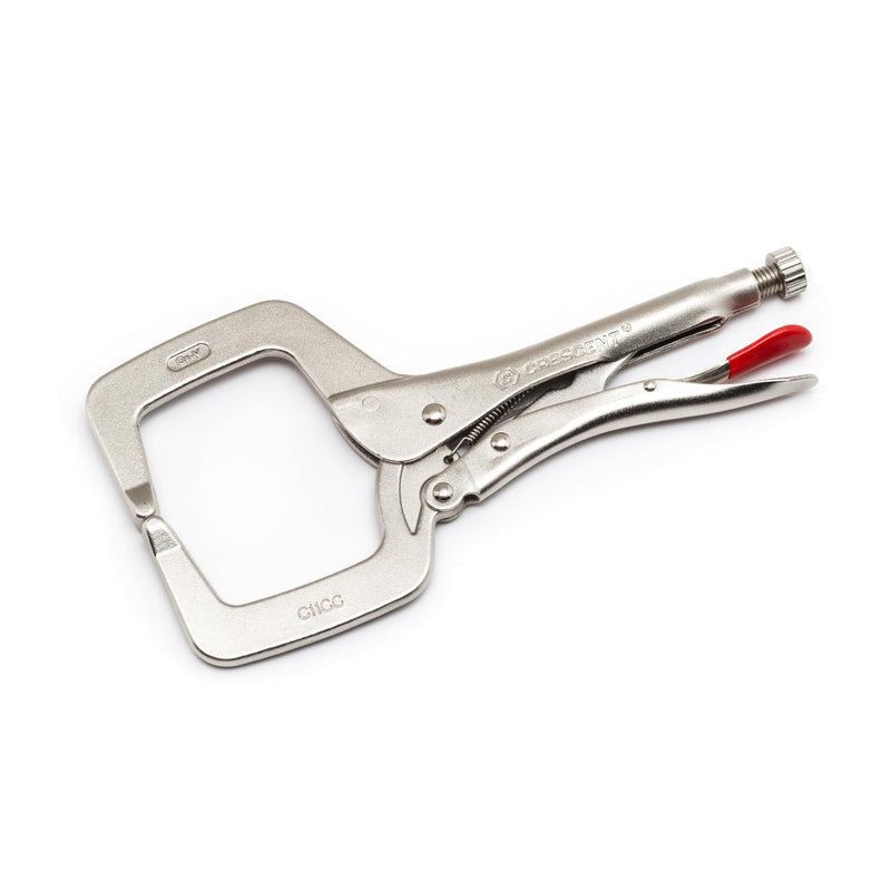 Crescent Locking C-Clamp - Heavy-Duty, Adjustable Metal Clamp with Compound Action & Hex Key Receiver - C11CCVN - 11", Red C11CCVNs