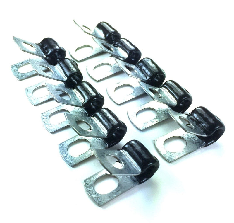 The Stop Shop Brake Line Clip Set for 3/16" tube. Pack of 10. Steel with Rubber Insulation 3/16" Pack of 10