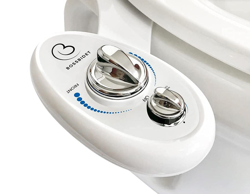 Luxury White Blue - Bidet Attachment for Toilet Seat - Dual Nozzles, Self-Cleaning, Non-Electric Water Sprayer, Save Money On Toilet Paper and Reduce Waste
