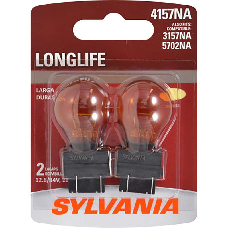 SYLVANIA - 4157NA Long Life Miniature - Amber Bulb, Ideal for Parking, Side Marker, and Turn Signal Applications, Incandescent (Contains 2 Bulbs)
