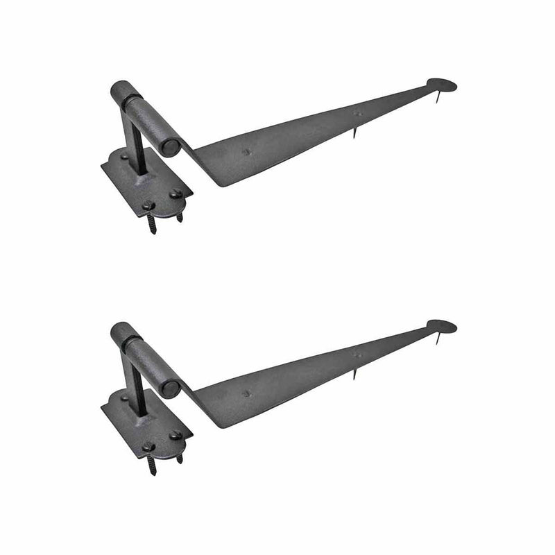 Renovators Supply Manufacturing Pack of 2 Black Cast Iron Pintle Strap Hinges 11-3/4 Inch Offset Lift Off Shutter Gate Door Hardware RSF Rustic Colonial Reversible Hinges with Screws