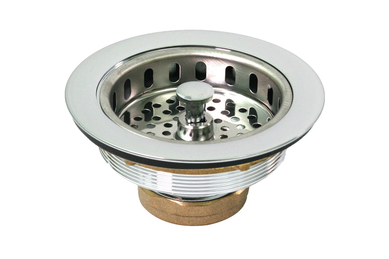 Highcraft 9734 Heavy Duty Kitchen Sink (3-1/2 Inch) Stainless Steel Drain Assembly With Strainer Basket KOHLER Style Stopper, Stainless-Steel