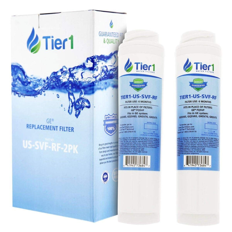Tier1 Undersink Water Filter Replacement for GE FQSVF, GXSV65, GNSV70, GNSV75 - Carbon Block Media Reduces Chlorine and Other Water Contaminants - 2 Pack 1