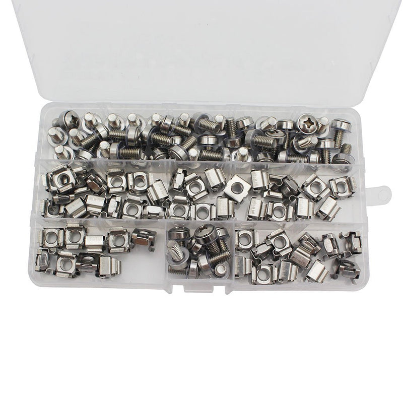 50 Sets M6 Square Hole Hardware Cage Nuts & Mounting Screws Washers for Server Rack and Cabinet (M6 X 16mm)(Screw+Washer+cage nut)