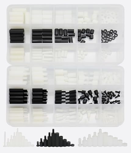360pcs M2 M3 M4 Male Female Nylon Hex Spacer Standoff Screw Nut Assortment Kit