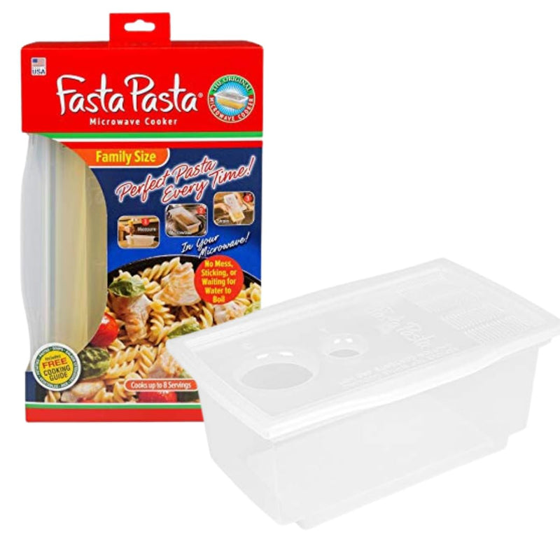 Microwave Spaghetti Cooker -The Original Fasta Pasta Family Size- Quickly Cooks up to 8 Servings- No Mess, Sticking, or Waiting for Water to Boil- Perfect Al Dente Pasta Every Time 1 Count (Pack of 1)