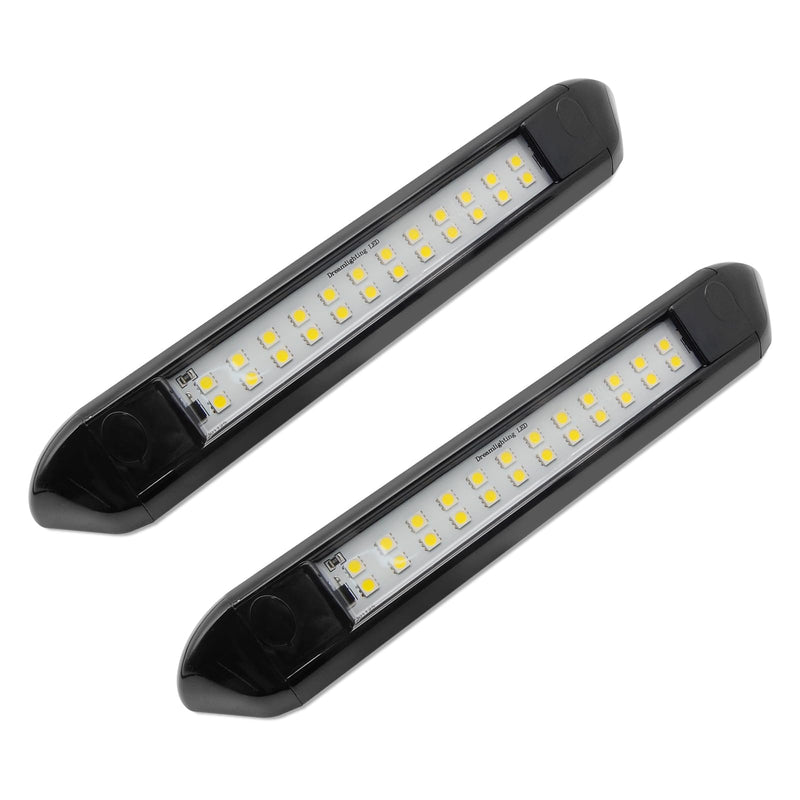 RV Lights Exterior 12V RV Porch Light 12 Volt LED Trailer Lights Outdoor Awning Light RV Accessories for Outside 7000K Cool White Lighting 5.4W 350Lumens 10inch Black Shell, no Switch, Pack of 2 9.84 Black-24-LEDS