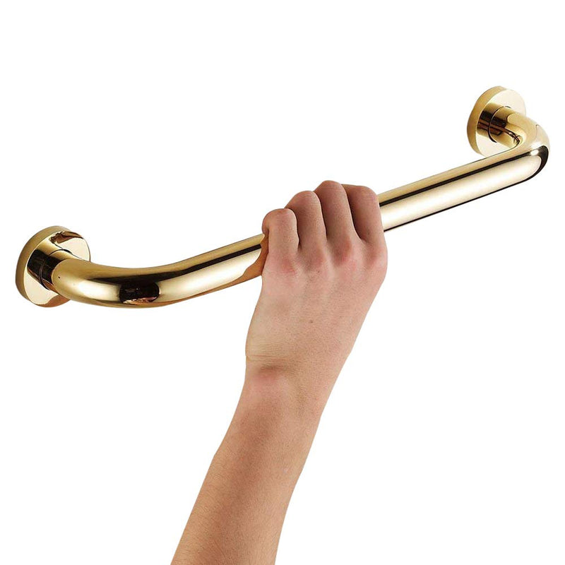 Leyden Brass Shower Grab Bar，Gold Support Bar Bathroom Hand Safety Handrail for Elderly Wall Senior Rail Handle for Tub, Toilet 12 Inch
