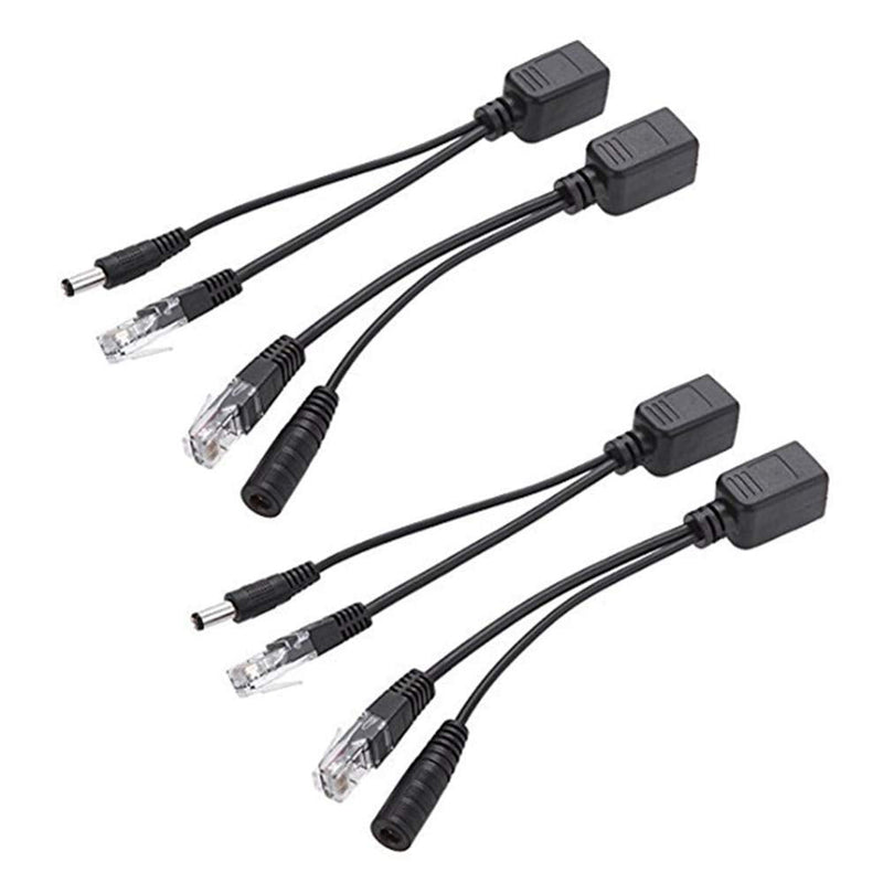 2Kits 4PCS Passive PoE Injector and Splitter Kit with 5.5x2.1 mm DC Power Adaptor Connector,Black