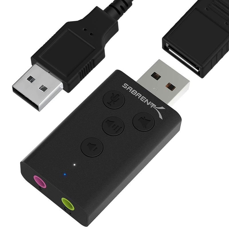 SABRENT Aluminum USB External 3D Stereo Sound Adapter for Windows and Mac. Plug and Play No Drivers Needed. [Black] (AU-DDAB) Black