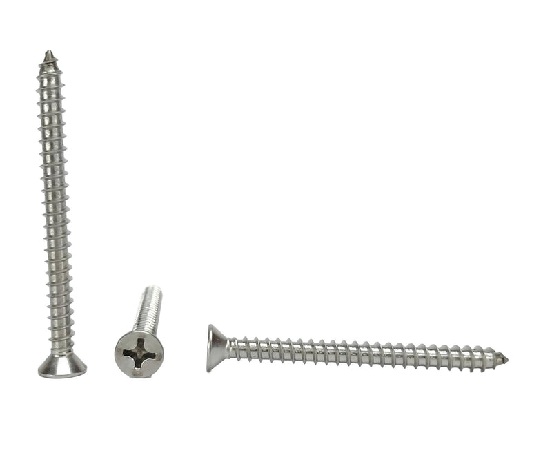 #12 X 2-1/2" Stainless Phillips Flat Head Sheetmetal Screw (1/2" to 3" in Listing) 100 Sheet Metal Screws, 82 Degrees (#12 x 2-1/2") #12 x 2-1/2"
