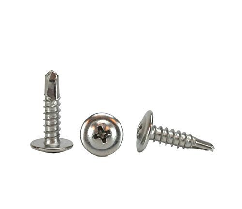 Chenango Supply #10 x 3/4" 410 Stainless Wafer Head Tek Screws #10 x 3/4 Inch