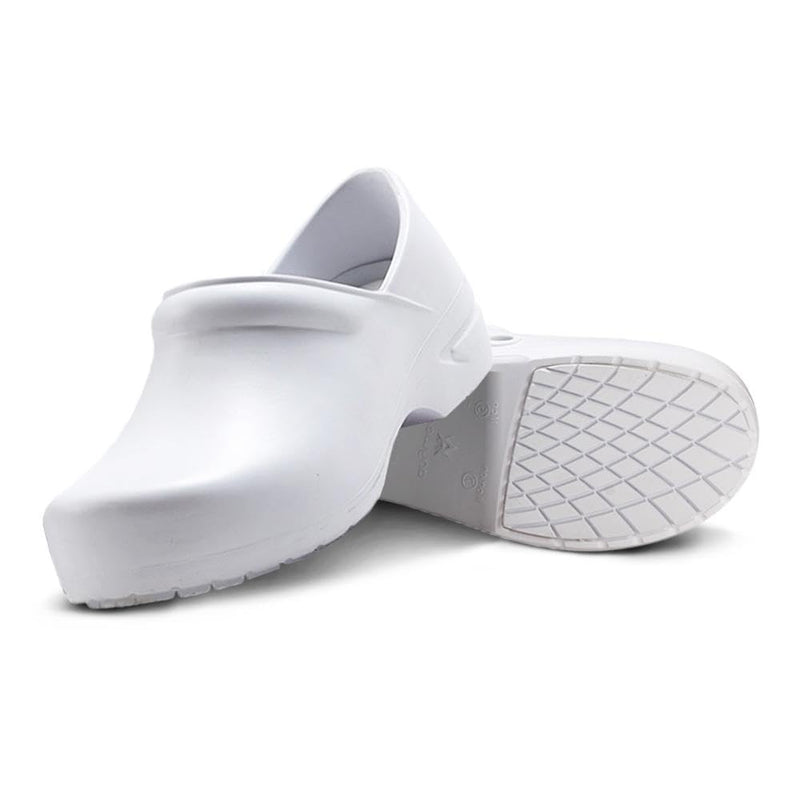 Anywear Nursing Clogs - Cushioned Nurse Shoes for Women - Slip Resistant Work Clogs - Water Resistant Healthcare Shoes - Fluid Resistant, Breathable & Easy to Clean 8 Women/6 Men White