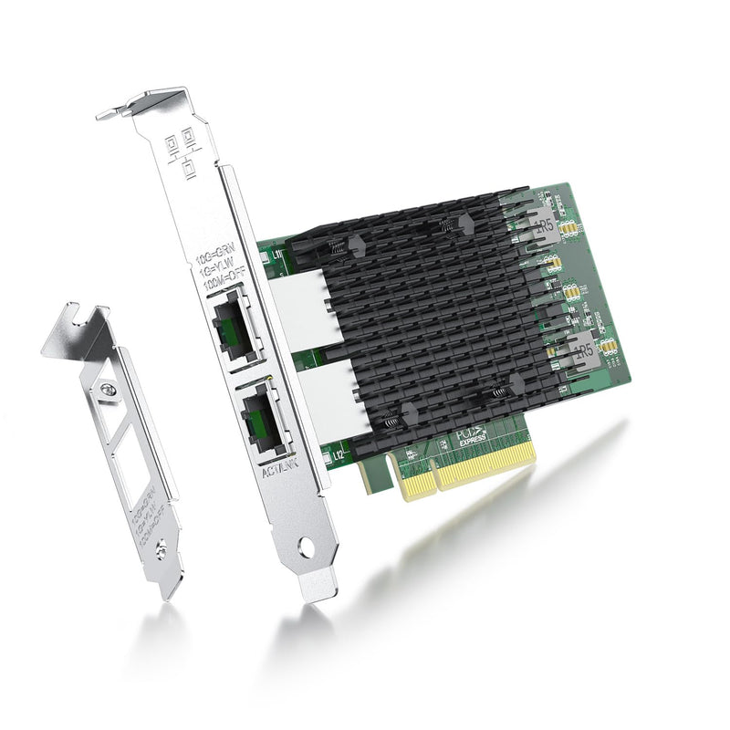 ipolex 10Gb Network Card Intel X540-T2 PCIE NIC Ethernet Card, Dual RJ45 Port, Intel X540-BT2 Controller, 10G Converged Network LAN Adapter, Support Windows/Linux/Vmware/ESX/Freebsd Server 2xRJ45 1pc