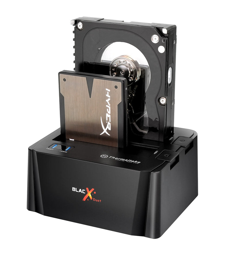 Thermaltake BlacX Duet 2.5”/3.5” SATA I/II/III USB 3.0 External Hard Drive Enclosure Docking Station ST0014U-D,Black Dual Bay