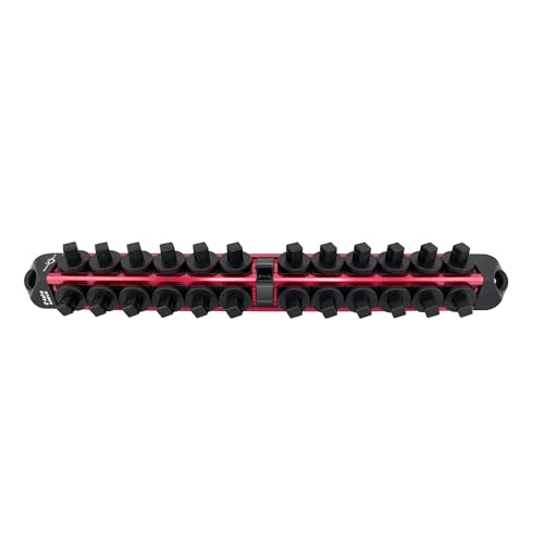 Astro Tools 938VR 3/8" Drive V12 Locking Magnetic Socket Organizer for 24 Sockets + Ratchet - Red