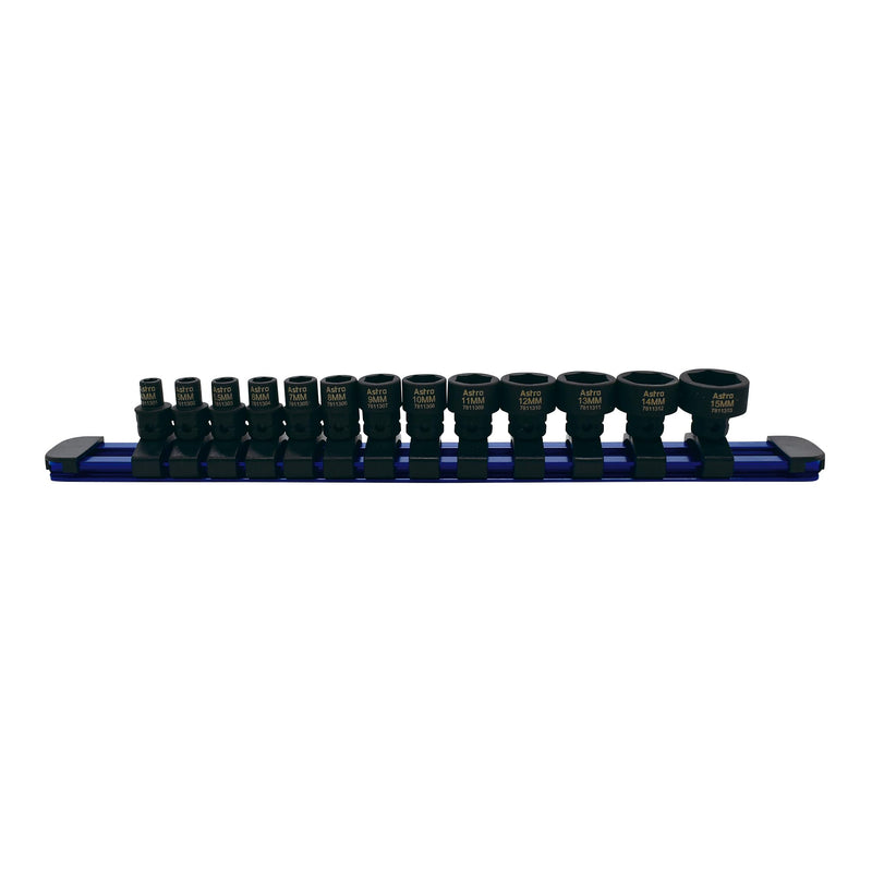 Astro Tools 78113 13-Piece 1/4" Drive Low Profile Nano Impact Sockets - Metric 1/4" Drive Metric - 13 Pieces